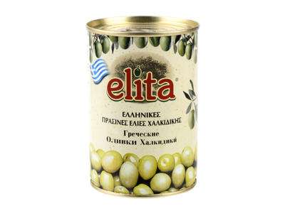 Alyvuogės ELITA žaliosios, didelės, be kauliukų, L dydis, 360 g/ 190 g