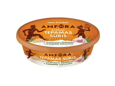 Tepam. sūris AMFORA, juod. česn., 24 %, 180 g