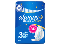 Higieniniai paketai ALWAYS Classic Night, S3, 8 vnt.