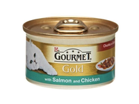 Konservuotas kačių ėdalas GOURMET GOLD, su lašiša ir vištiena, 85 g