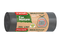 Šiukšlių maišai PACLAN Multitop, 35 l, 18 mk, užrišami (su auselėmis), tamsiai pilki, 30 vnt