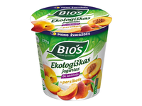 Ekologiškas jogurtas su persikais be laktozės BIOS, 3,1% rieb., 370 g