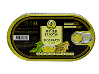 Didieji šprotai aliejuje, 190 g