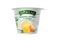 Dobilas Ekologiškas jogurtas su ananasais, mangais ir persikais 3.1% rieb., 125 g