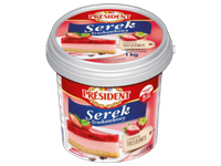 Varškė PRESIDENT, braškių skonio, 6,5 %, 1 kg