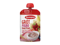 Paruošta vartoti košė SEMPER su braškėmis, bananais, nuo 6mėn., 120g