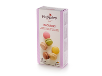 Migdoliniai sausainiai POPPIES Macaroons, 6 skoniai, 12 vnt. x 12 g