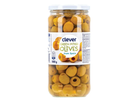 Žalios alyvuogės be kauliukų CLEVER Hojiblanca, 690 g