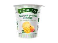 Valg. ekol. jogurtas DOBILAS su anan., persik., 3,1 % rieb., 300 g