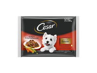 Šlapias ėdalas šunims CESAR, rinkinys su jautiena ir morkomis, vištiena ir daržovėmis, 4x100 g