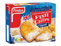 Šaldyti rudagalvių menkių kepsneliai, FINDUS, Fish & Chips, Original 400 g