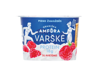Varškė su avietėmis GRAIKIŠKA AMFORA PROTEIN, 0,8% rieb., 200 g