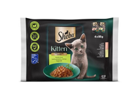 Konservuotas kačių ėdalo, įvairių skonių padaže SHEBA KITTEN, 4x85 g