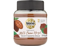 Ekologiškas pieniško šokolado ir lazdyno riešutų kremas BIONA ORGANIC, 350 g
