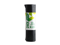 Šiukšlių maišai SORTEX, 240 l, 50 mk, juodi, 5 vnt