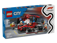 LEGO konstruktorius F1® remonto punktas, mechanikai ir Ferrari automobilis 60443