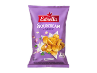 Bulvių traškučiai ESTRELLA, grietinės ir česnakų skonio, 350 g