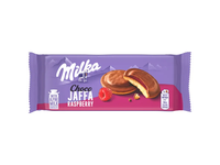 Sausainiai su aviečių skonio įdaru MILKA CHOCO JAFFA, 147 g