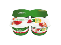 Valg. jogurtas su braškėmis ACTIVIA, 2,6 % rieb. , 4 x 120 g, 480 g