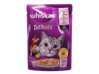 Konservuotas suaugusių kačių ėdalas WHISKAS Tasty Mix, su lašiša ir morkomis, 85 g