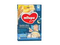 Manų košė MILUPA su bananais ir persikais (nuo 6 mėn.), 250 g