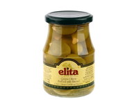 Alyvuogės ELITA žaliosios, su migdolų įdaru, L dydis, 370 g/ 200 g