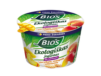 Ekologiškas jogurtas be laktozės BIOS su persikais, mangais ir sėlenomis, 3,1% rieb., 200 g