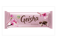 Pieninis šokoladas GEISHA su lazdynų riešutų įdaru, 100 g