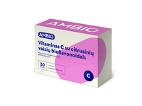 AMBIO VITAMINAS C 500 mg PRAILGINTO POVEIKIO SU CITRUSINIŲ VAISIŲ BIOFLAVONOIDAIS, 30 tablečių