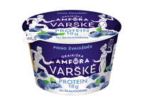 Varškė GRAIKIŠKA AMFORA protein be laktozės su šilauogėmis, 0,8 % rieb., 200 g