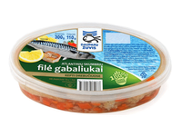 Kepti atlantinių skumbrių filė gabaliukai drebučiuose, 300 g