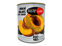 Konservuotos persikų puselės TASTE LAND, 820 g / 480 g