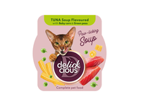 Delickcious™ Tuno skonio sriuba su mažaisiais kukurūzais ir žirneliais. Visavertis konservuotas pašaras suaugusioms katėms, 80 gr