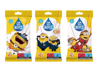 Drėgnosios antibakterinės servetėlės GO WIPES MINIONS,15vnt., 15 vnt.
