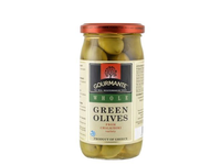 Alyvuogės GOURMANTE, žaliosios, su kauliukais, L dydis, 360 g / 210 g