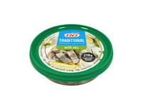 Atlantinių silkių filė gabaliukai su krapais aliejuje 210g