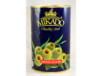 Alyvuogės MIKADO, žalios, be kauliuko, 4,1 kg/ 2 kg