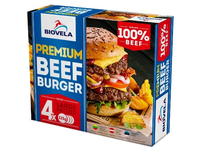 Šaldyti jautienos maltiniai mėsainiams BIOVELA, užsaldyti, 4x125 g