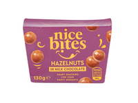 Lazdyno riešutai pieniniame šokolade NICE BITES, 130 g
