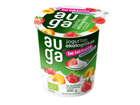 Ekol. jogurtas be laktozės su abrikosais ir braškėmis AUGA, 3,5 % rieb., 350 g