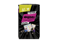 Naktinės sauskelnės-kelnaitės NINJAMAS, 4-7m., 17-30kg, 10 vnt,Pink