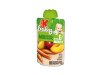 Obuolių, persikų, morkų, bananų tyrelė KUBUŠ BABY (6+ mėn.), 100 g