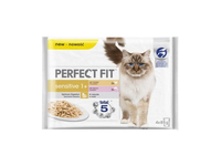 Konservuotas ėdalas PERFECT FIT suaugusioms katėms su vištiena ir lašiša, 4*85 g