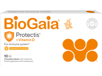 Biogaia Protectis kramtomosios tabletės su vitaminu D3, apelsinų skonio N10