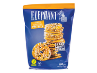 Traškūs krekeriai ELEPHANT su juod. ir balt. sezamų sėklomis, 180 g