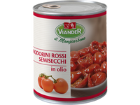 Pusiau džiovinti vyšniniai pomidorai VIANDER, saulėgražų aliejuje, 750 g/427,5 g