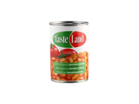 Konservuotos baltosios pupelės TASTE LAND, pomidorų padaže, 400 g / 240 g