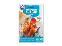 Šald. apkept. torpedos form. krevetės apv. džiūv., su uodeg., 225 g