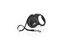 Šunų pavadėlis FLEXI BLACK DESIGN, M dydis, juostinis, 5 m, 1 vnt.