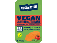 Veganiškas sūris Veganation su pomidorais ir baziliku,  riekelėmis, 125 g